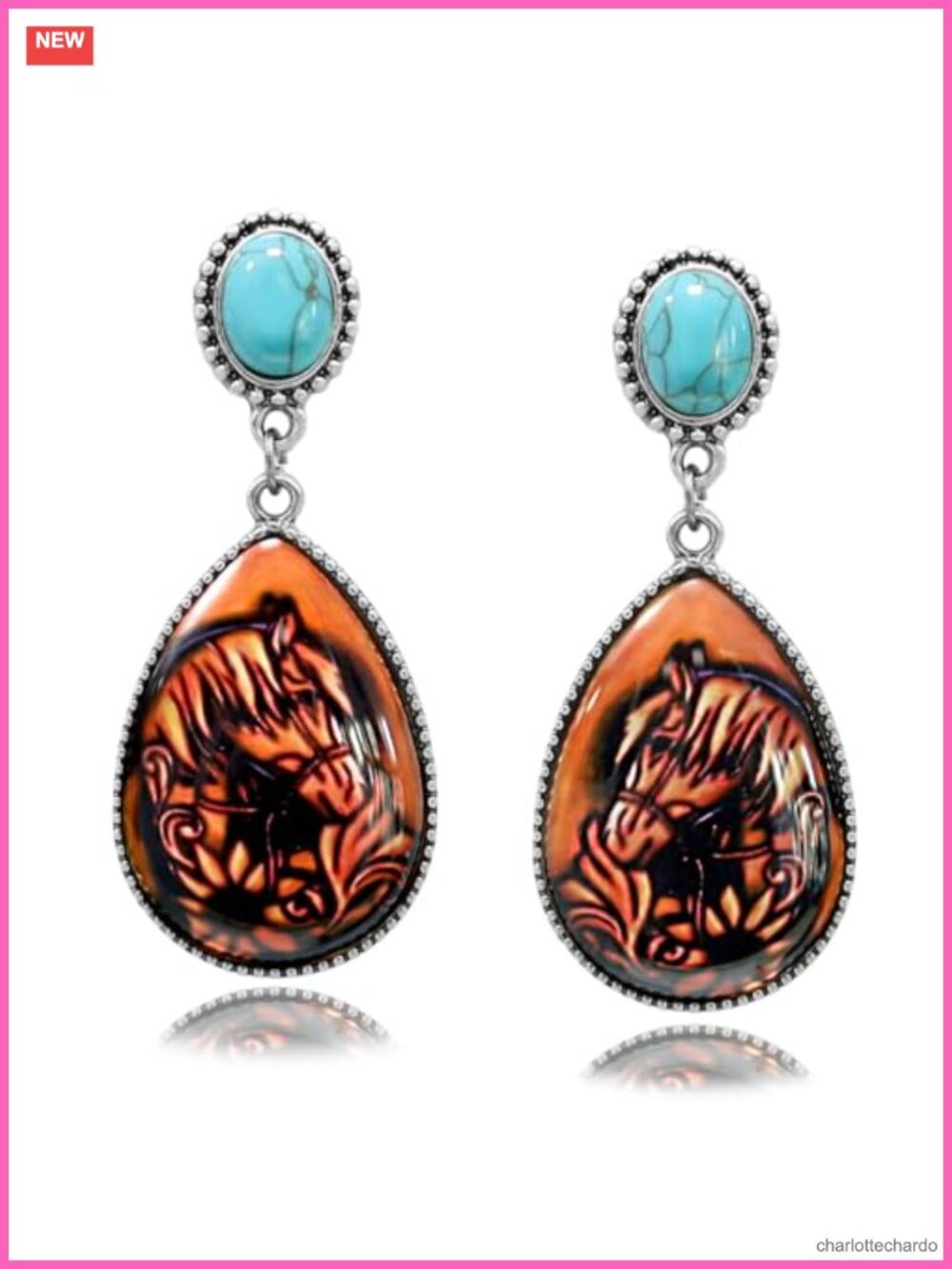 Western Cowgirl Boots Earrings Turquoise Dangle Drop Rodeo Boho
